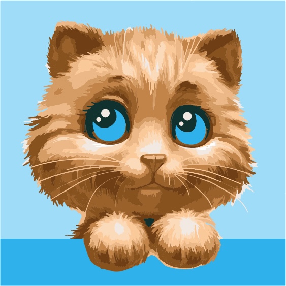 Картина по номерам "Маленький любопытный котик" 20х20 см (13 цв)