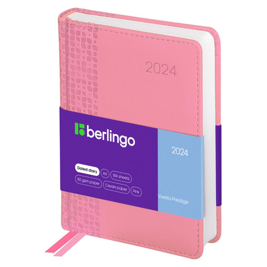 Ежедневник А6 184 л  2024г, Berlingo "Vivella Prestige", розовый