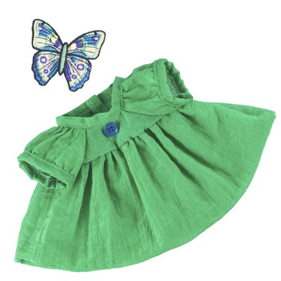 Набор одежды для мягкой игрушки " Зеленое платье с синими пуговицами"