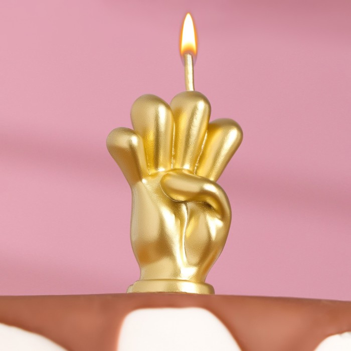 Свеча в торт "Мне четыре", золотая, 5 см