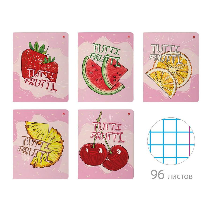 Тетрадь 96 л TUTTI FRUITI, 5 видов