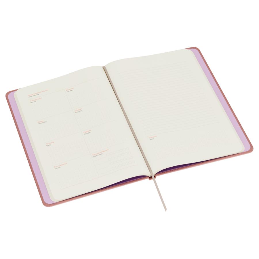 Еженедельник недатированный B5 64 л BG "Palm. Ecru pink",кожзам, розовый