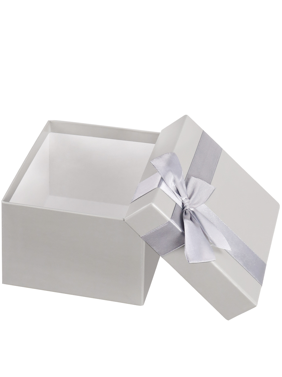 Подарочная коробка серая с лентой 19,5х19,5х11 см (3)