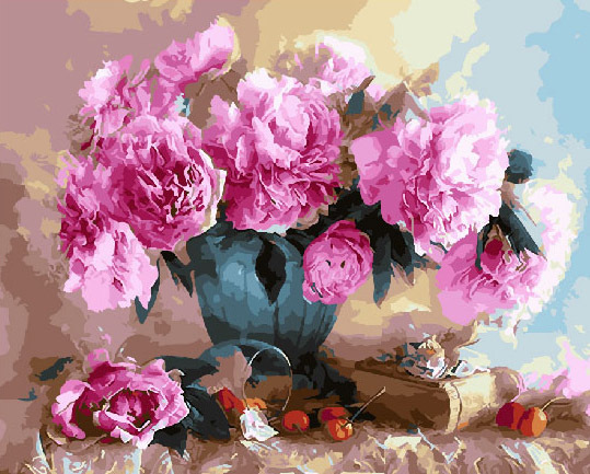 Раскраска по номерам "Шикарные розовые пионы", 40х50 см
