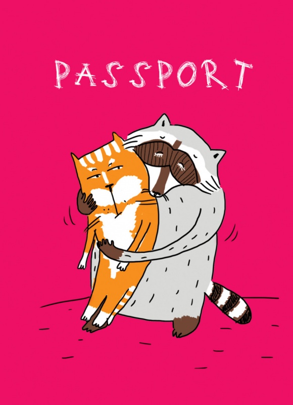Обложка для паспорта "Енот и обнимашки"