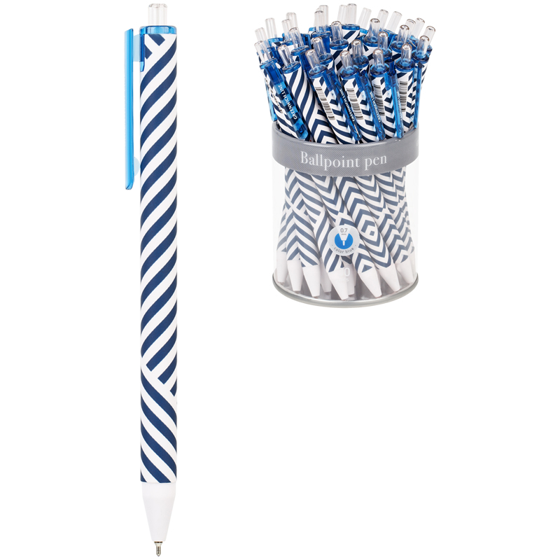 Ручка шариковая автоматическая Greenwich Line "Classy stripes" 0,7 мм, синяя, игольчатый стержень