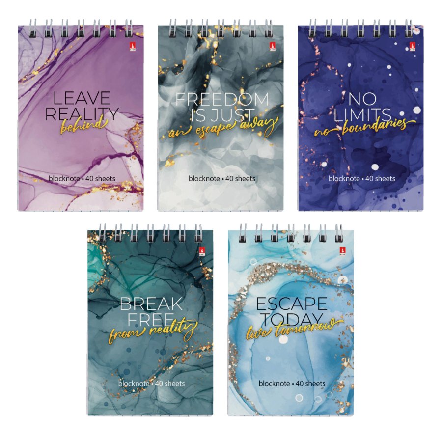 Блокнот А7 40 л гребень, Мрамор