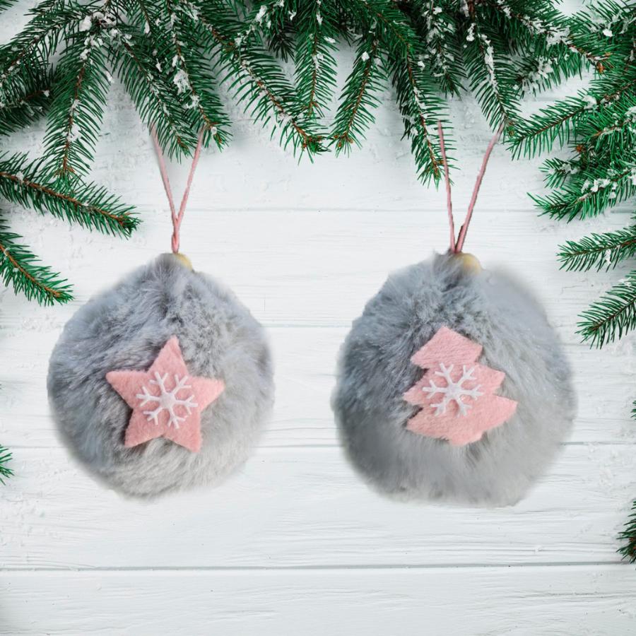 Украшение "Рождественнкий шарик",  серый, 6 см., мех