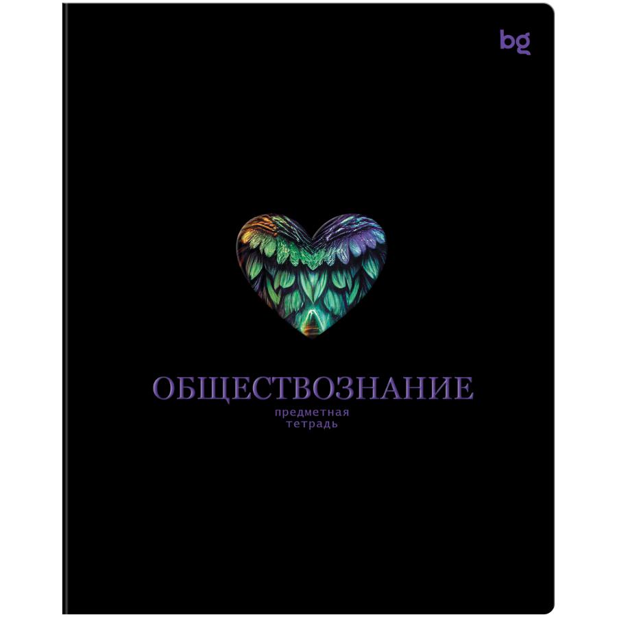 Тетрадь предметная 48 л "Информационное поле"  Обществознание, soft-touch ламинация, выб. лак