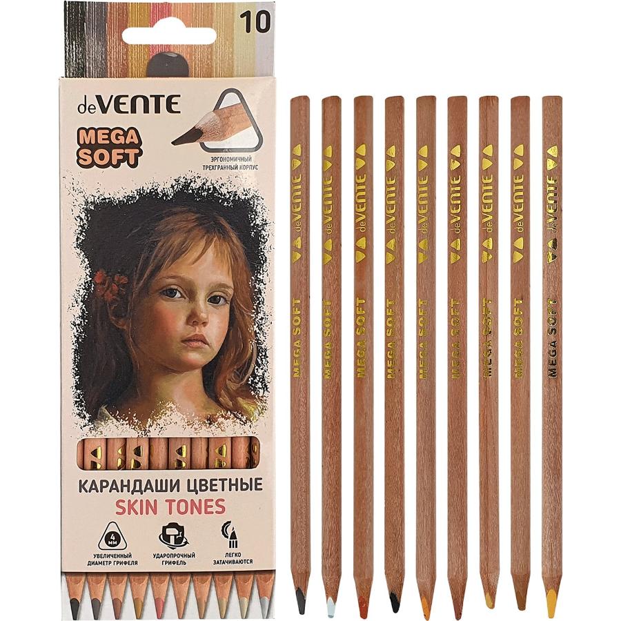 Набор карандашей 10 шт deVENTE "Skin Tones" (оттенки цвета кожи) супер мягкий грифель 4 мм