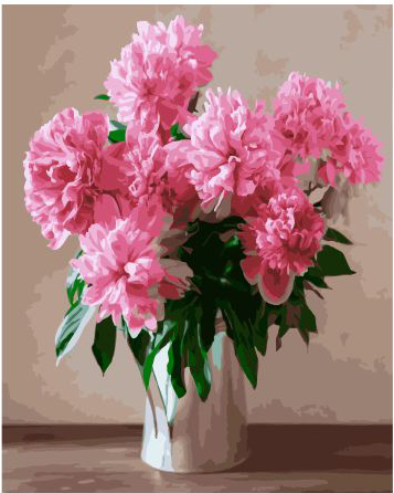 Раскраска по номерам "Розовые цветы в белой вазе", 40х50 см