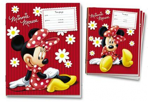 Тетрадь 12 л. наклонная линия, мелованый картон "Minnie Mouse"