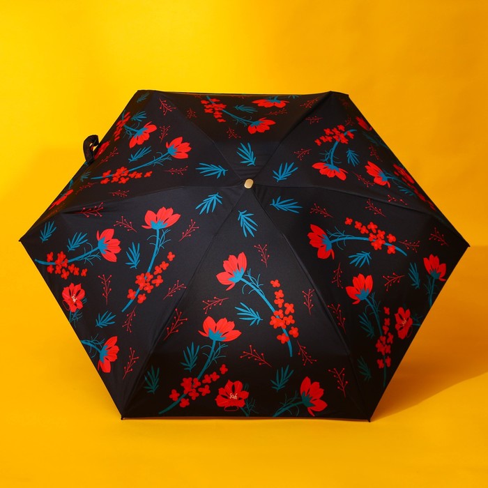 Зонт механический "Красные цветы" мини