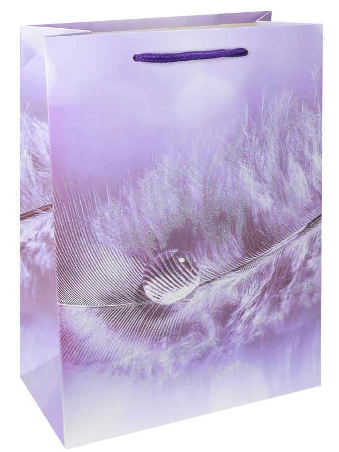 Пакет подарочный 31х40х12 см "Перо и капли", фиолетовый
