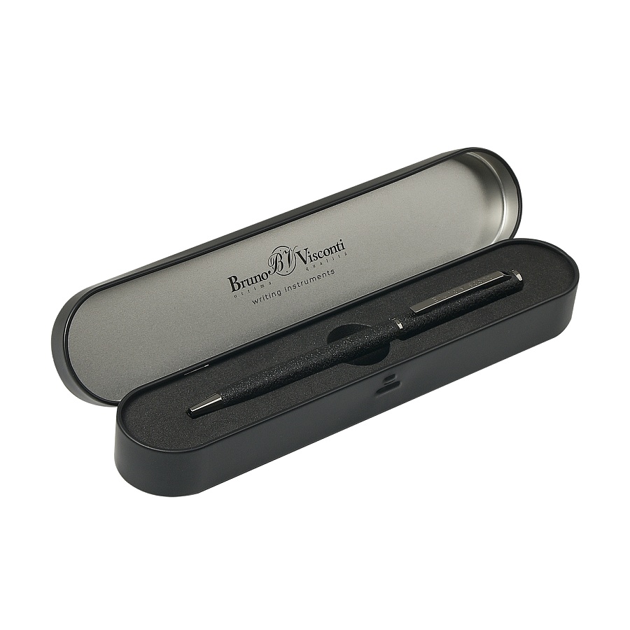 Ручка шариковая Bruno Visconti "PALERMO" 0,7 мм винтаж черный корпус, черный метал. футляр