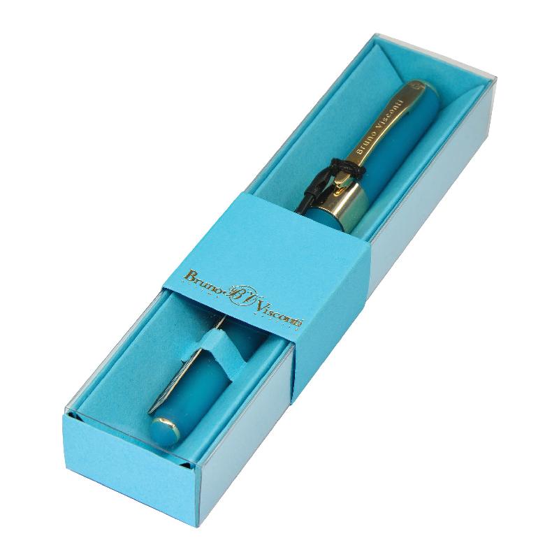 Ручка шариковая Bruno Visconti "MONACO" 0,5 мм синяя, бирюзовый корпус, голубая коробка