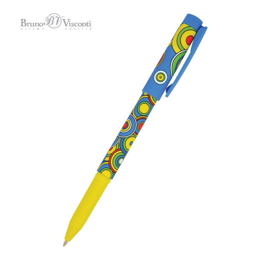 Ручка шариковая Bruno Visconti FreshWrite "Crazy. Круги белые"  0,7 мм, синяя 