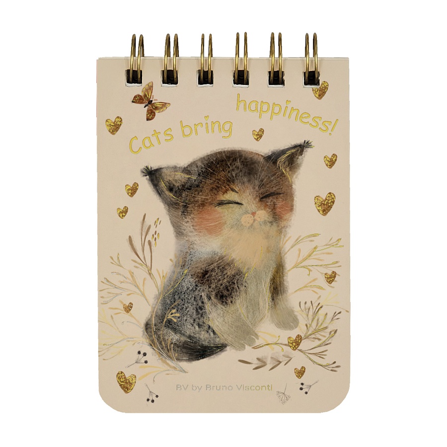 Блокнот А7 100 л гребень, CUTE JOURNAL "LOVE ME.МИЛЫЙ КОТЕНОК",линия