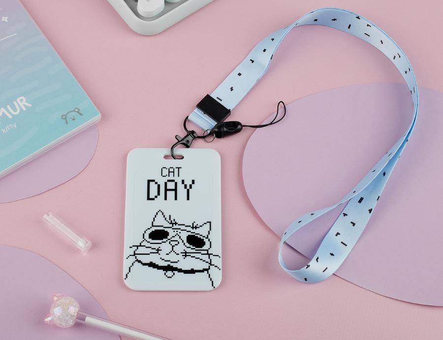 Кардхолдер с лентой "Cat day"