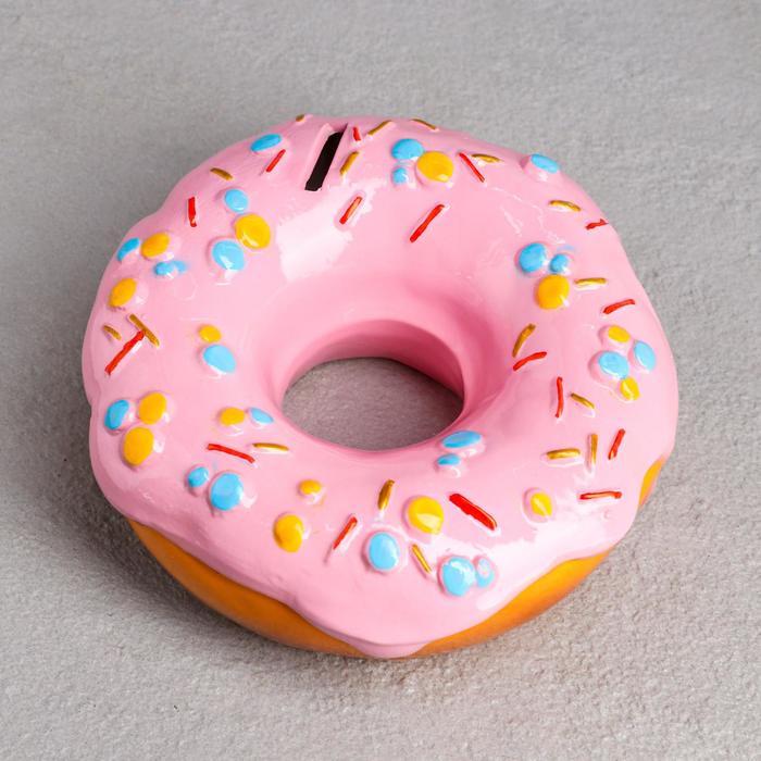 Копилка "Пончик", розовая, керамика,  17х7 см