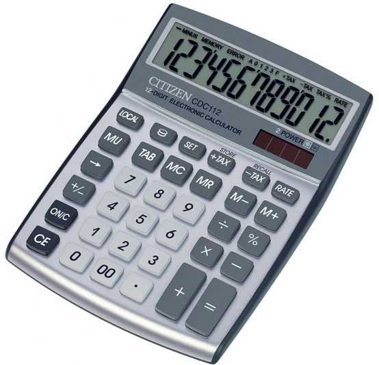Калькулятор "Citizen" 12 разрядный, валюта, наценка, корпус метал.