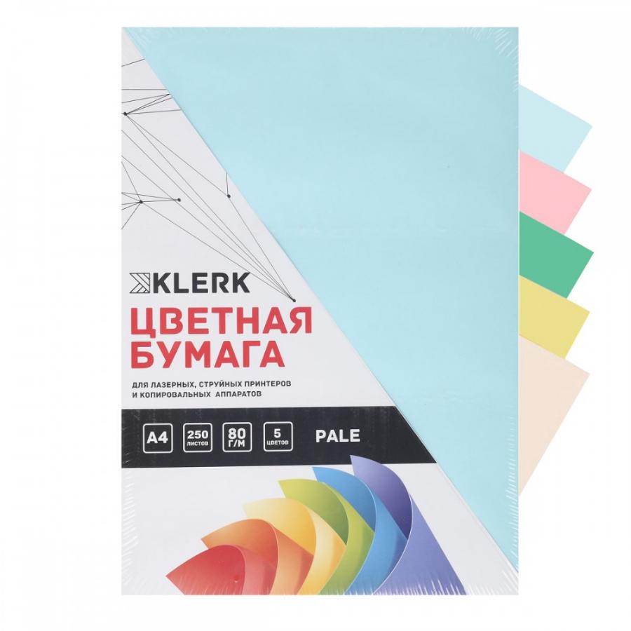 Бумага KLERK A4  80гр/м. 250л PALЕ 5 цветов 