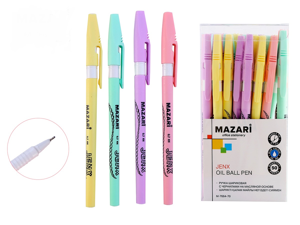 Ручка шариковая Mazari "JENX" 0,7 мм, пастельные цвета ассорти
