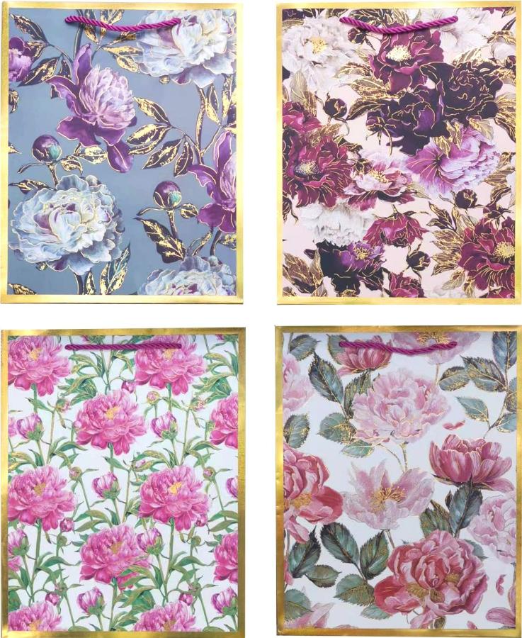 Пакет подарочный 26x32x10 см "Flower border", ассорти