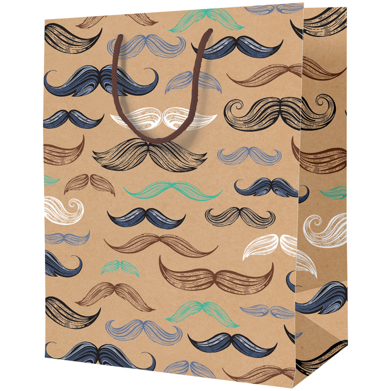 Пакет подарочный "Moustache" 26х32х12 см, крафт