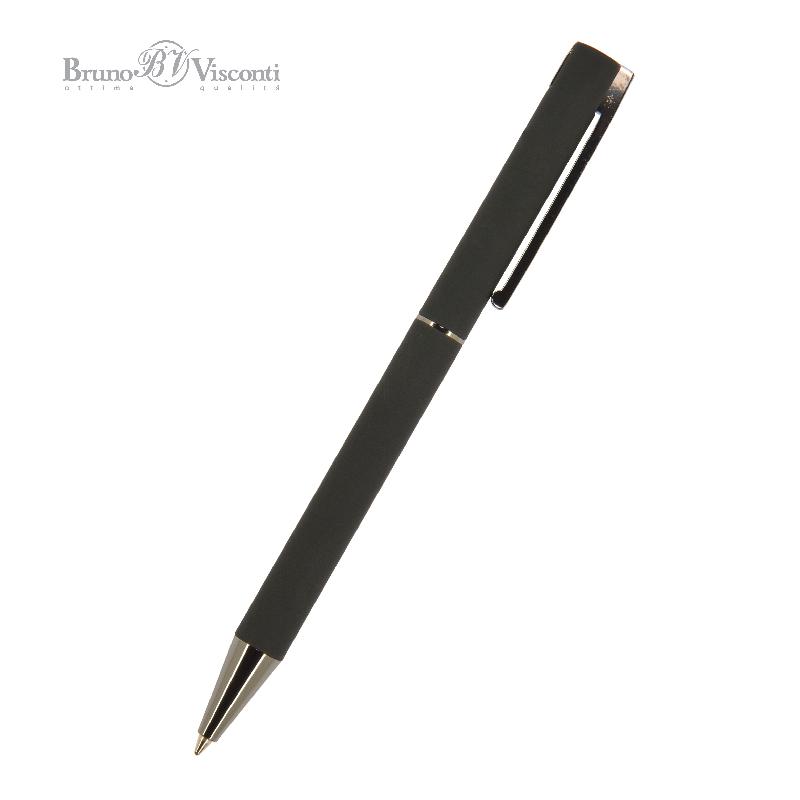 Ручка шариковая Bruno Visconti "BERGAMO" 1 мм синяя, корпус черный, футляр черный