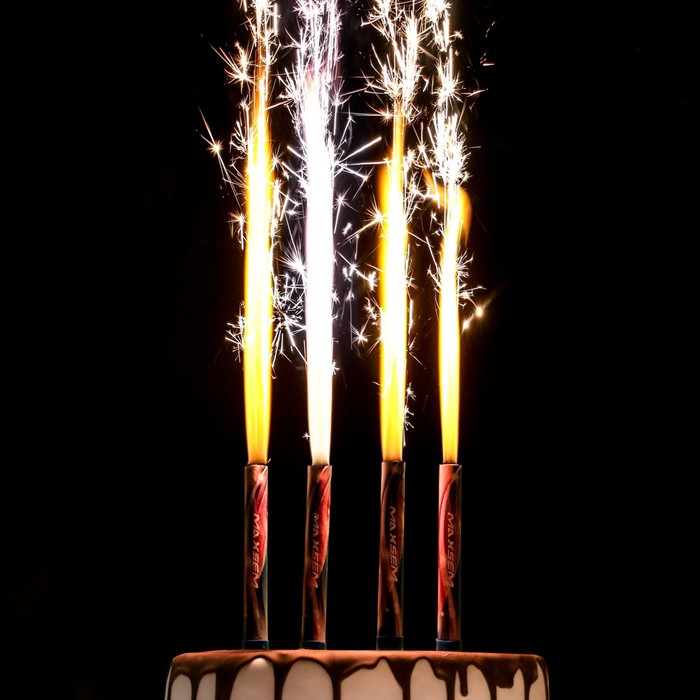 Свечи для торта "Фонтаны" Радужное пламя , 10 см, 4 шт