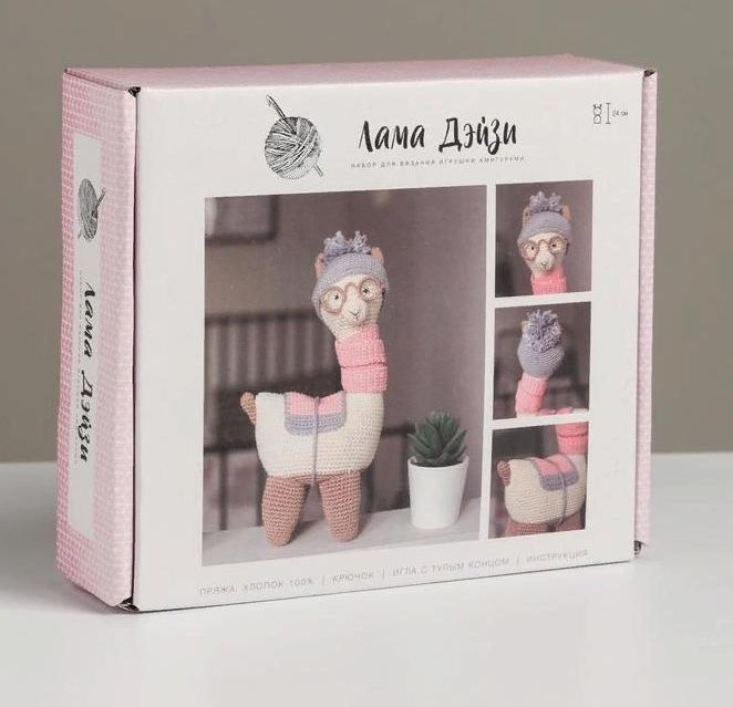 Набор для вязания мягкой игрушки "Лама Дэйзи", 17×5×15 см