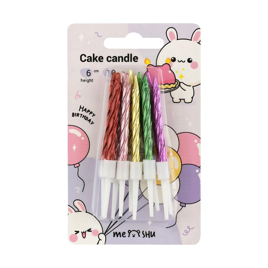 Свечи для торта с держателем MESHU "Mini", 6см, 10шт, ассорти