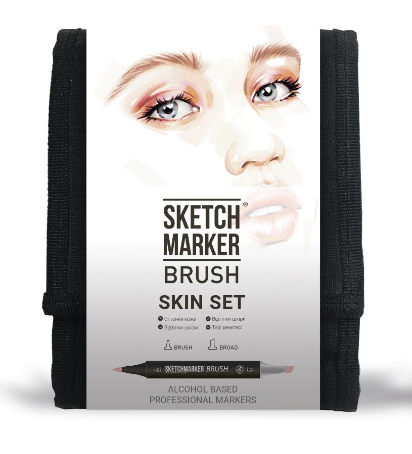 Набор маркеров для скетчинга SKETCHMARKER BRUSH Skin Set, 12 цветов, текстильная сумка