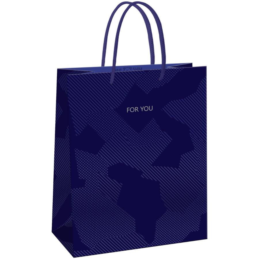 Пакет подарочный 11*14*6,5см "Blue pattern", выборочный лак, матовая ламинация