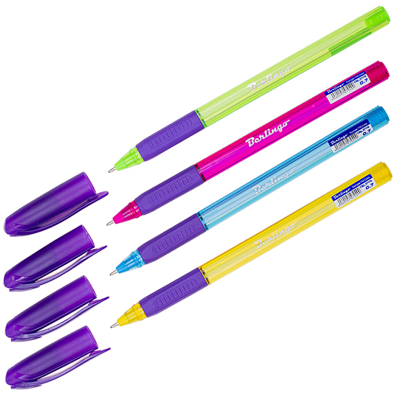 Ручка шариковая Berlingo "Triangle 110 Color" 0,7 мм, грип, синяя, корпус ассорти