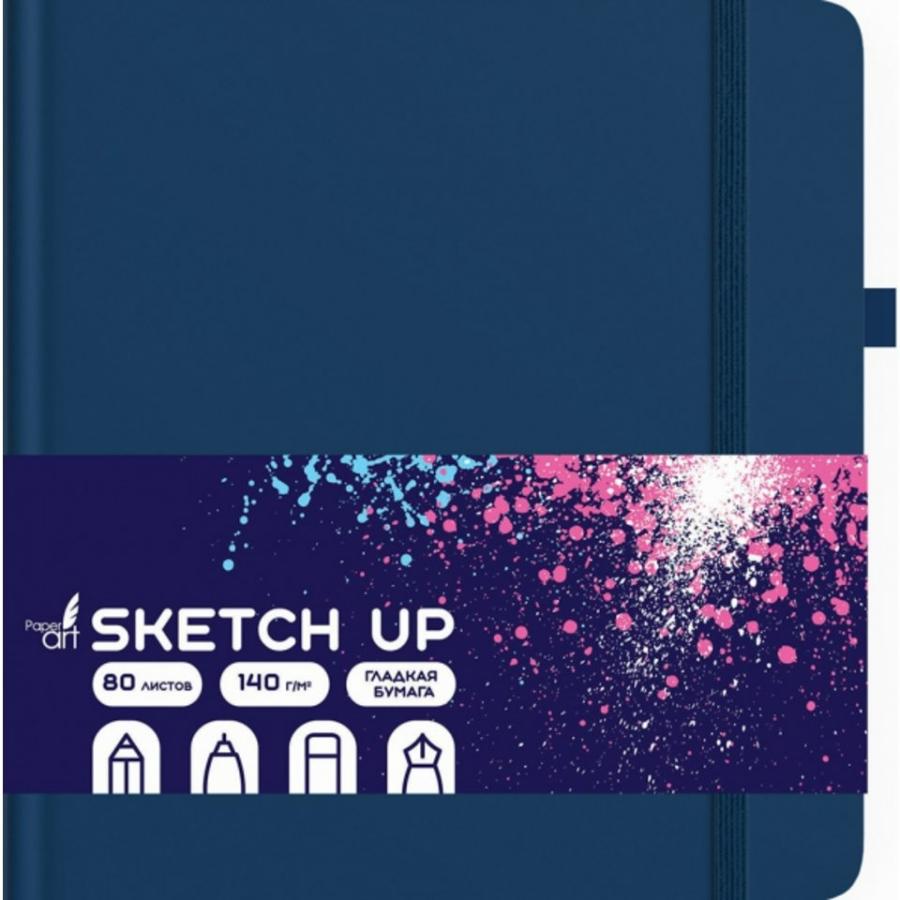 Скетчбук 105х105 мм 80 л SKETCH UP. Ночной, 140 г/м2, на резинке, иск.кожа