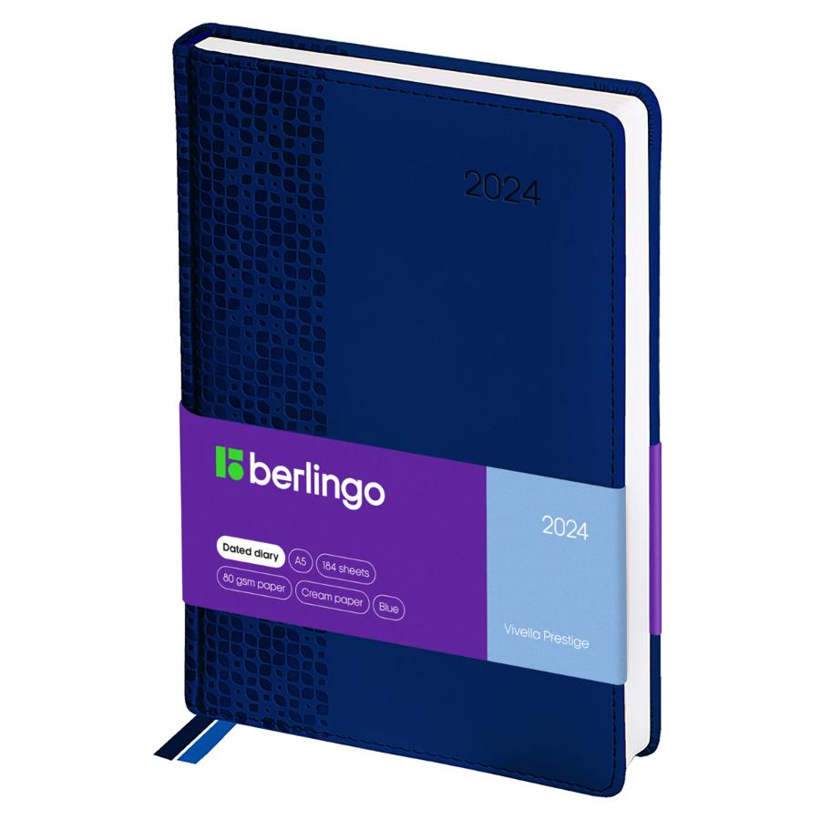 Ежедневник А5 184 л  2024, Berlingo "Vivella Prestige", синий