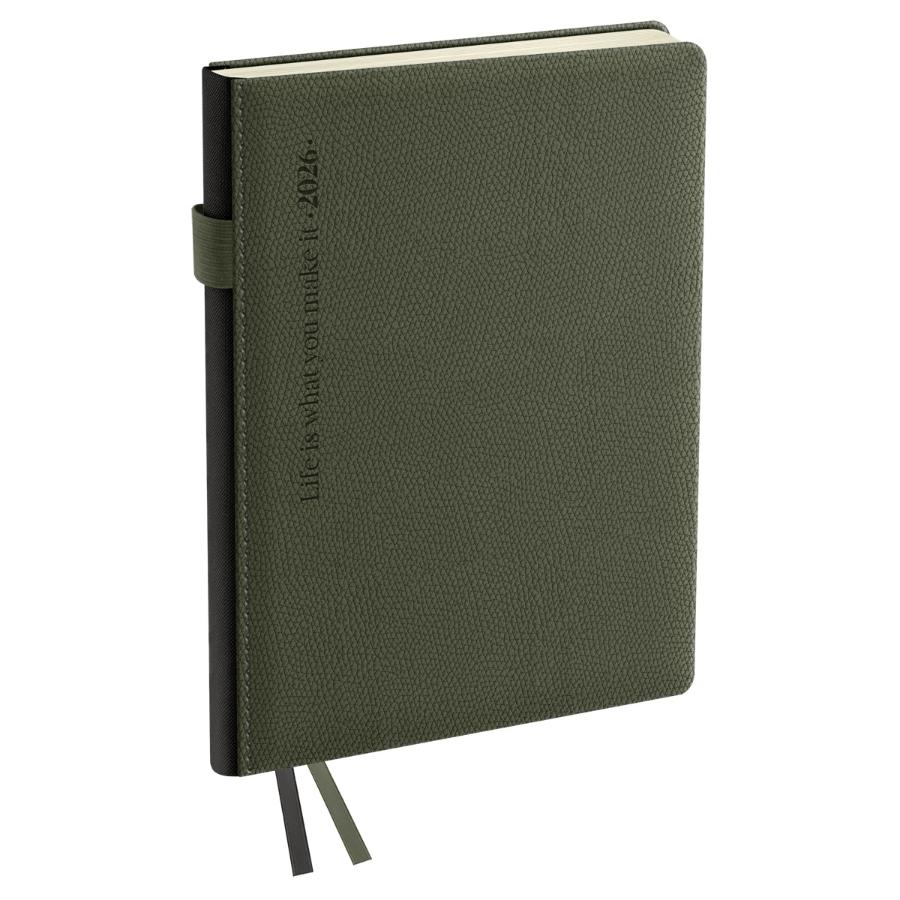 Ежедневник А6 176 л. 2026г, BG "Palm. Dark khaki", кожзам, темно-зеленый