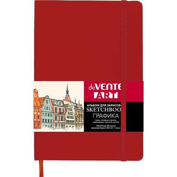 Скетчбук А5 80 л гребень "deVENTE. ART", кремовый блок, красный