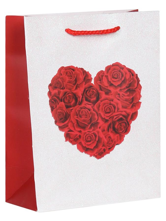 Пакет подарочный 26х32х14 см "Сердце из роз"