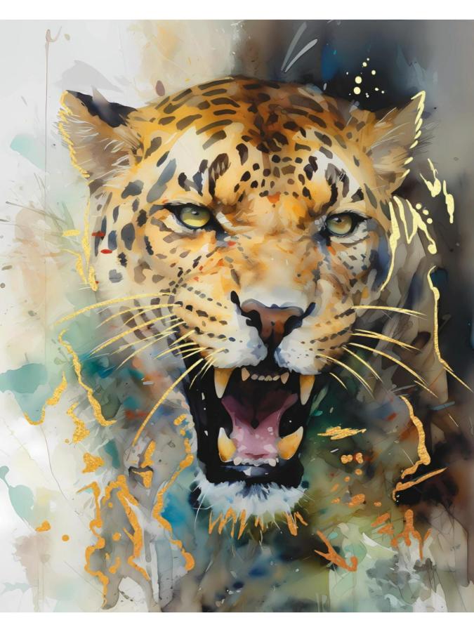 Картина по номерам "Опасный леопард" 40х50 см, с поталью