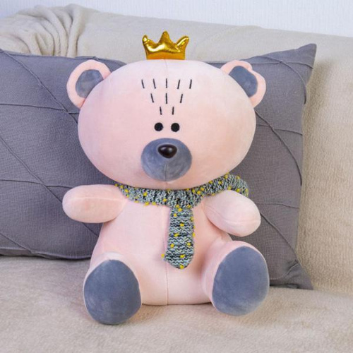 Игрушка мягкая "Мишка с короной", 45 см (розовый)