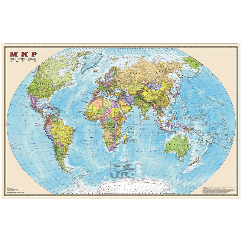 Карта "Мир" политическая DMB, 1:35млн., 900х580мм