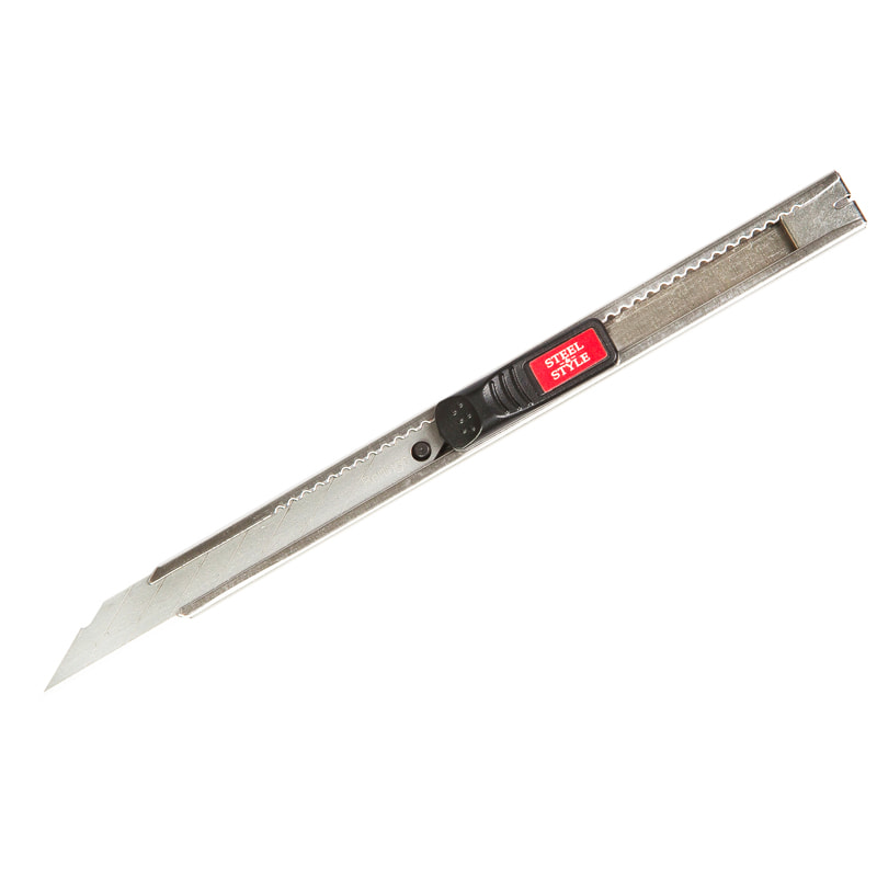 Нож канцелярский Berlingo "Steel&Style" auto-lock,  9 мм,металлический корпус, блистер, лезвие 30°