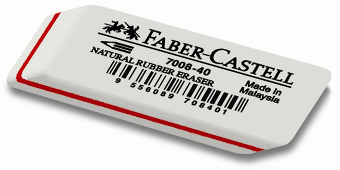Ластик Faber-Castell 7008-40, каучук, скошенный, каучуковый, белый