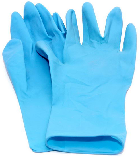 Перчатки резиновые бытовые синие Р-M