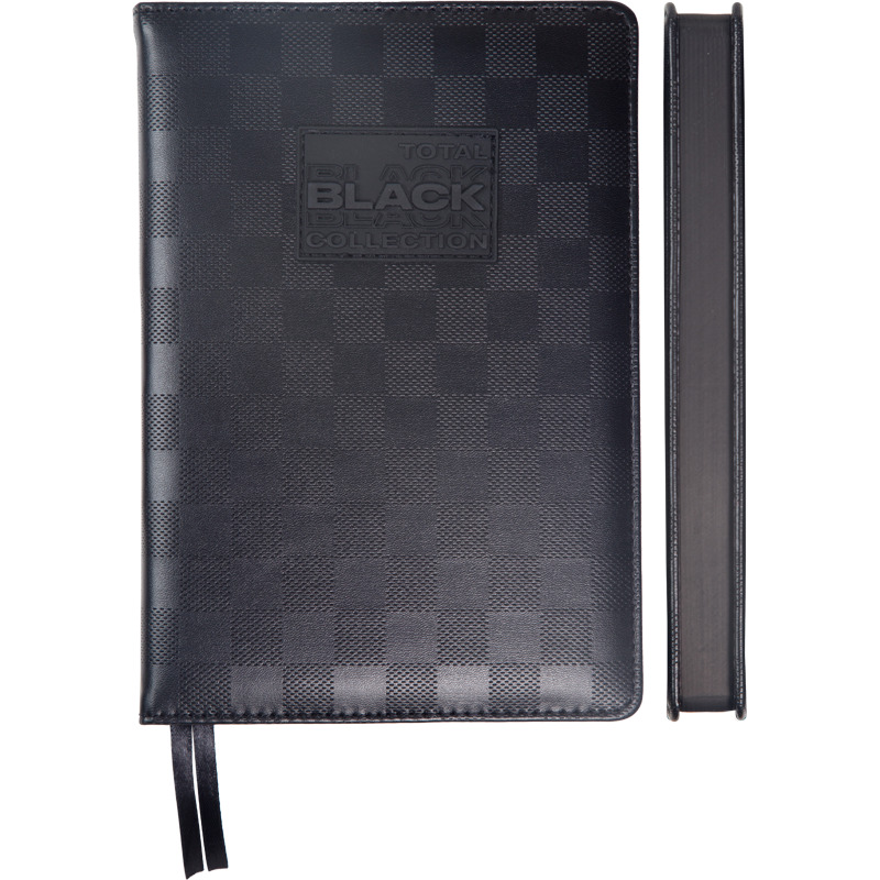 Ежедневник А5 168 л. 2026г deVENTE "TOTAL BLACK. Rubber patсh", кожзам, черный срез, черная клетка