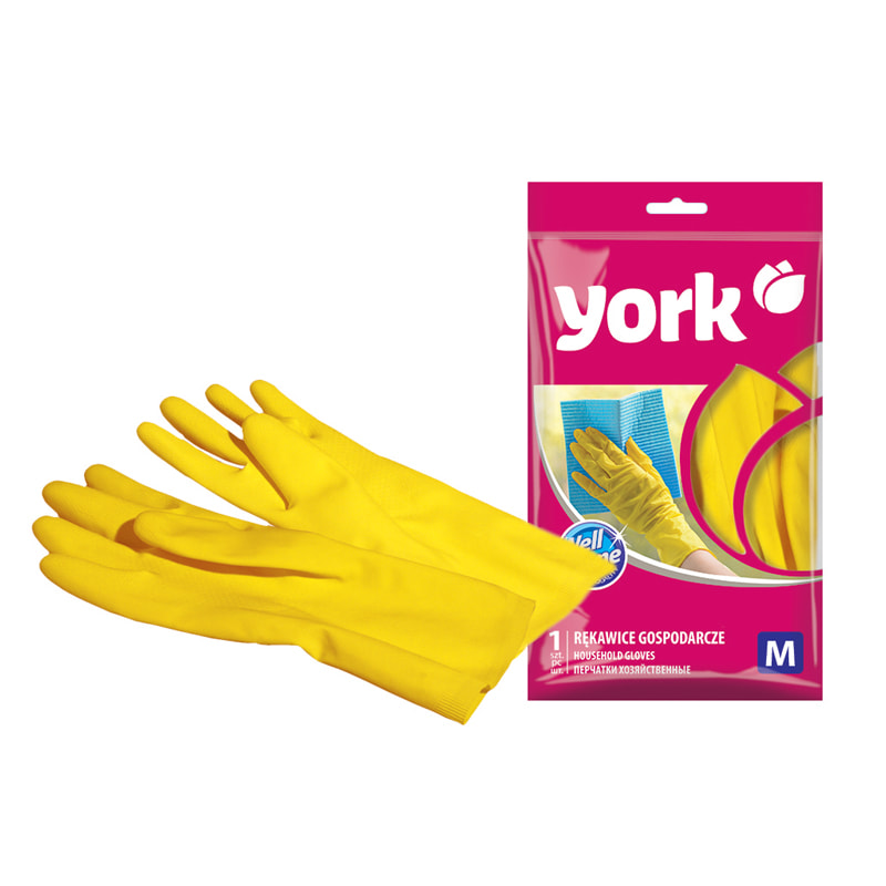 Перчатки резиновые York, суперплотные, с х/б напылением, р. M