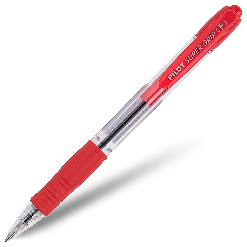 Ручка шариковая автоматическая PILOT "Super Grip" 0,7 мм, грип, красная